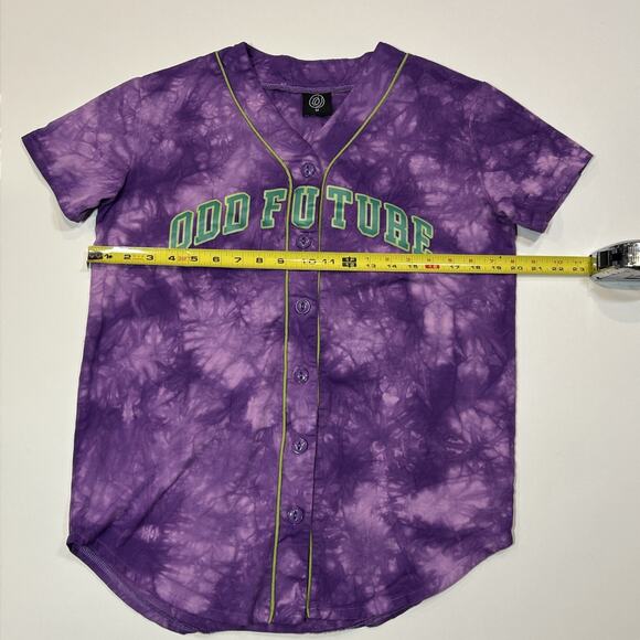 Odd Future Womens Baseball Jersey Size Medium Purple Tie Dye Button Wolf Gang - Picture 8 of 12